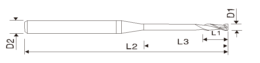 EMA13 Mikrofräser/ Hartmetallfräser, mit langem Hals, 2 Schneiden