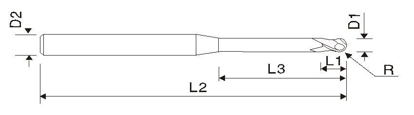 EMA14 Mikrofräser/ Hartmetallfräser, mit langem Hals, 2 Schneiden