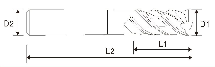 Schaftfräser aus Karbid, eckig, Schaftfräser, normal lang - Schlitzen（UNT-EMA03)