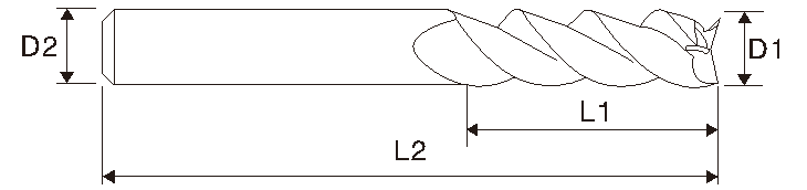 EMT12 Schaftfräser/ Hartmetallfräser für Aluminium, 3 Schneiden, lang