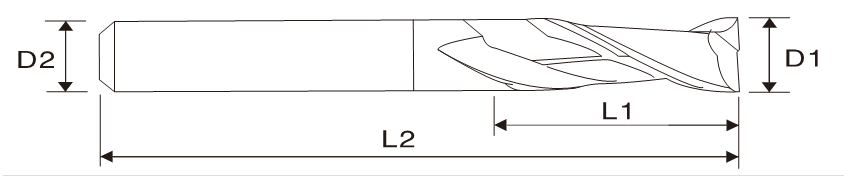 EMT02 Oberfräser, 2 Schneiden, lang