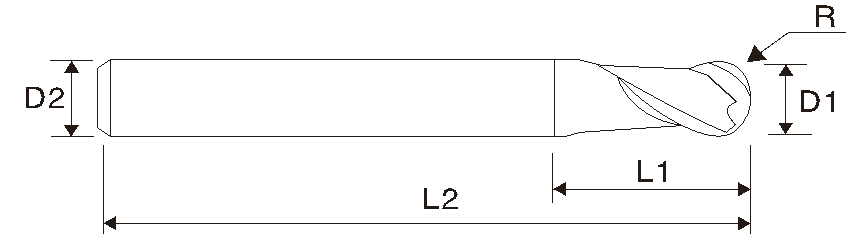 EMC06 X5070 Hartmetallfräser/ Radiusfräser/ Hartmetall Radiusfräser, lang