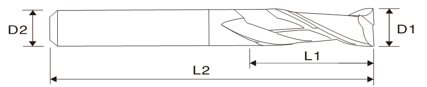 EME01 Hartmetallfräser, 2 Schneiden