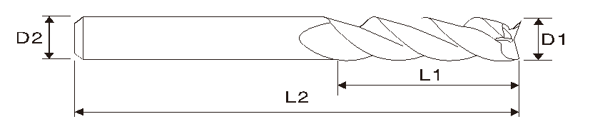 EME03 UNT Hartmetallfräser/ Schaftfräser Alu-Power, 3 Schneiden