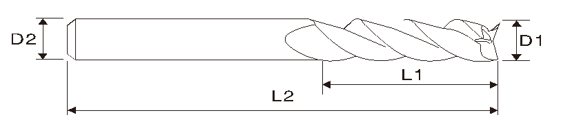 EME04 UNT Hartmetallfräser/ Schaftfräser Alu-Power, 3 Schneiden, lang